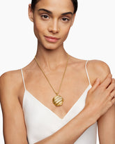 Cable Edge® Pendant in 18K Yellow Gold with Diamonds, 37mm